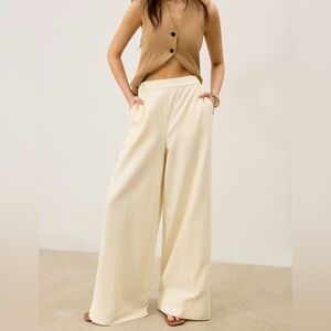 COMMENSE Oversized Satin Wide Leg Dress Pants Apricot Sz S